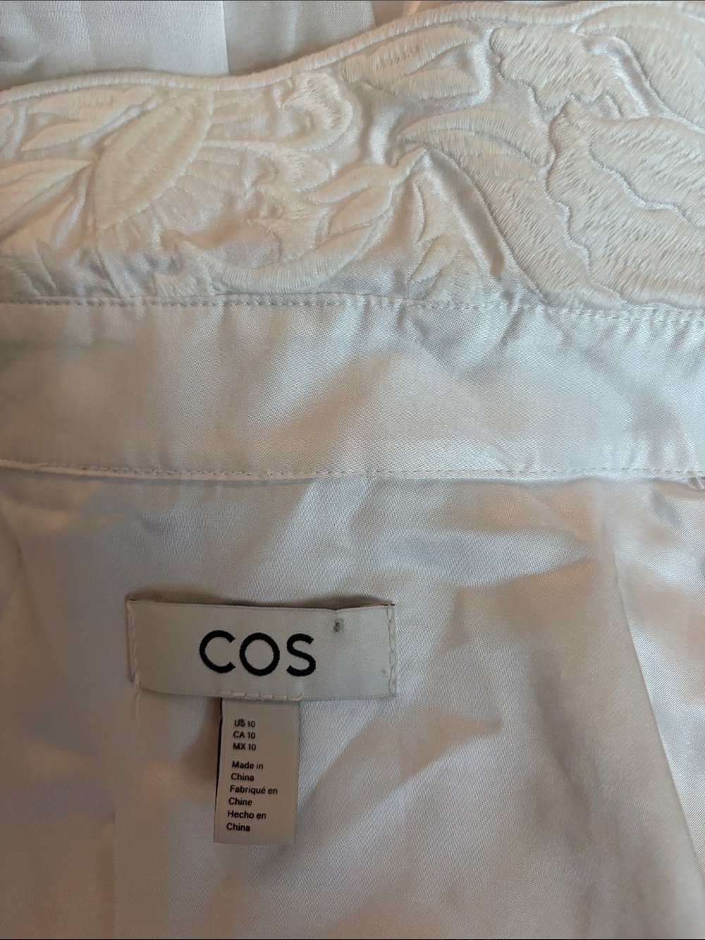COS. White Embroidered-Collar, embroidered Long Sleeve Shirt - - Picture 13 of 13